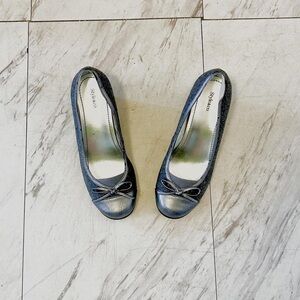 Style & Co. Metallic Silver and Black Flats
